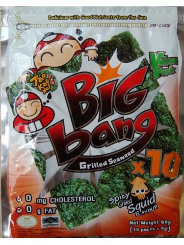 泰国进口小老板烤海苔Big Bang紫菜非油炸10片装60g包 进口商品 假一赔十
